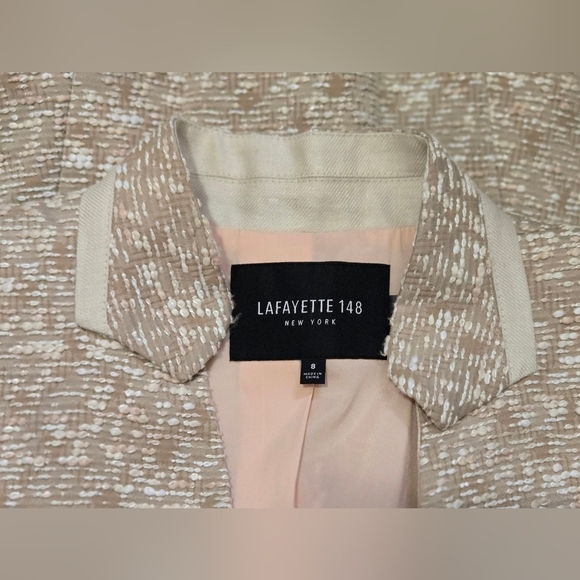 LAFAYETTE 148 Tan And Cream Knit Tweed Blazer. Size 8 - Picture 12 of 14
